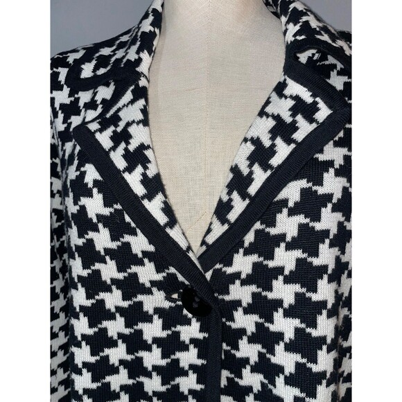 Josephine Chaus Women's Houndstooth Sweater Blazer Cardigan size S Cotton Blend - Picture 2 of 8